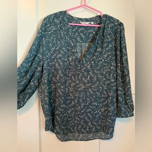 Ladies green/blue print peasant style top from Reitmans size XL - Picture 1 of 5